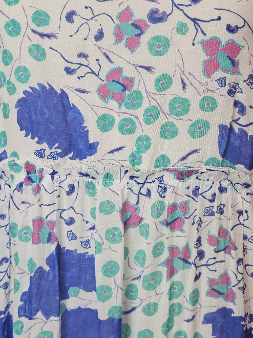 Oliphant Tiered Floral Midi Dress Size M 100% Cotton Silk Blend Floral Boho - Picture 4 of 13